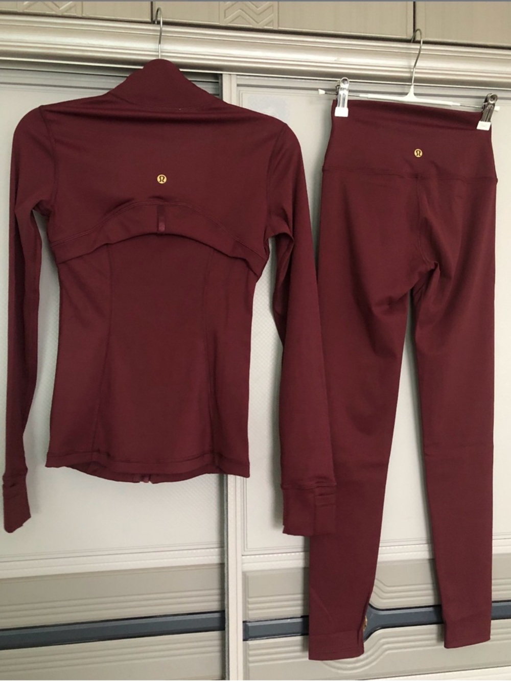lululemon athletica Wine Red Jacket & Leggings Set